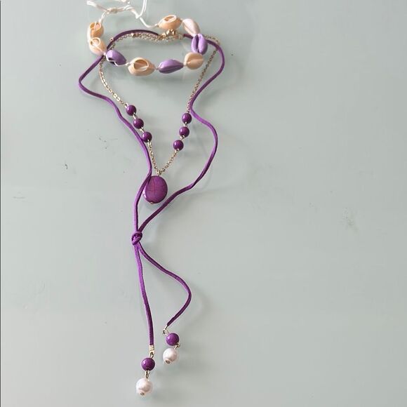 Purple Beaded Necklace A1084 - Picture 3 of 3